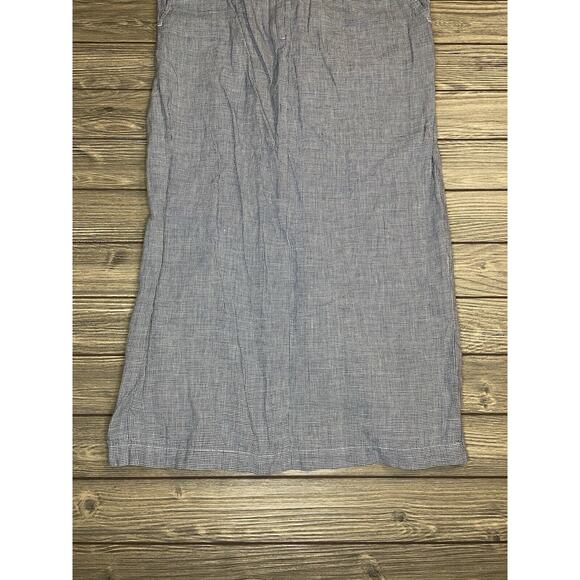 Talbots Sz 8 Petite Vintage Blue Houndstooth Irish Linen Blend Maxi Skirt Zipper - Picture 2 of 8